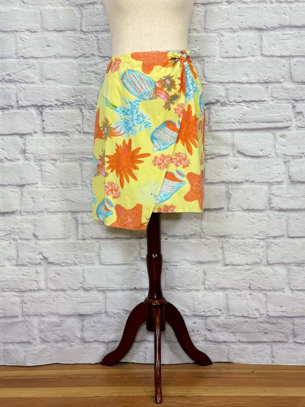 Weekend by MaxMara Yellow Cotton Floral Wrap Skirt